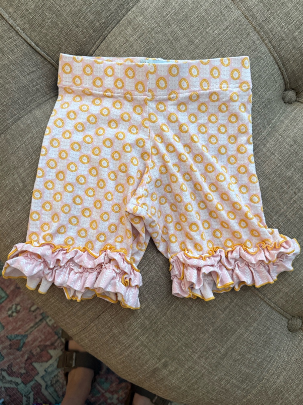Serendipity Girls Pink & Orange Ruffle Hem Fitted Shorts